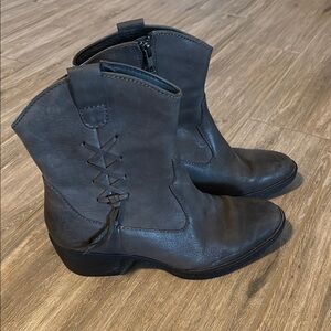 Born Grey Leather Ankle Boots